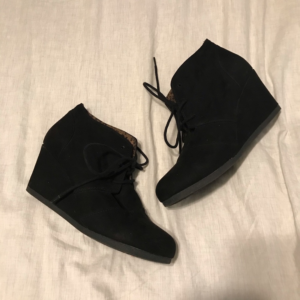 Faux Suede Wedge Booties